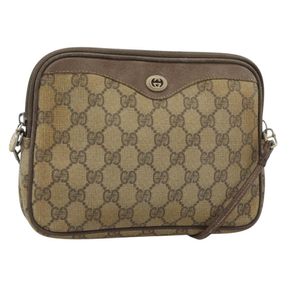 GUCCI GG Supreme Shoulder Bag PVC Beige Gold 97 02 068 Auth 187354