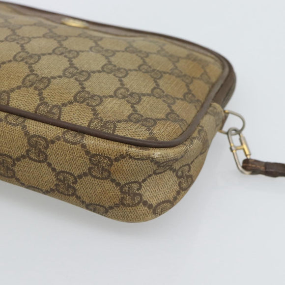 GUCCI GG Supreme Shoulder Bag PVC Beige Gold 97 02 068 Auth 187354