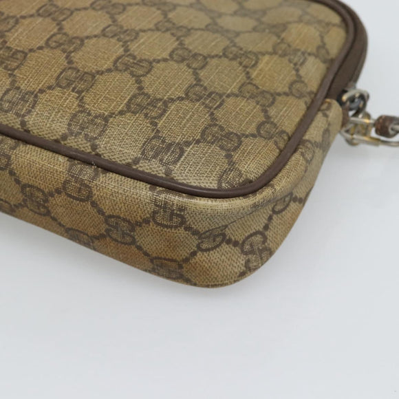 GUCCI GG Supreme Shoulder Bag PVC Beige Gold 97 02 068 Auth 187354