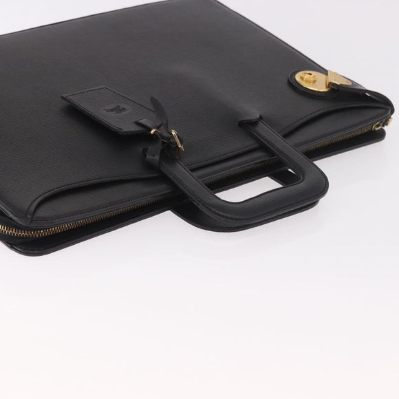 Burberrys Business Bag Leather Black Gold Auth 187355