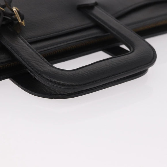 Burberrys Business Bag Leather Black Gold Auth 187355