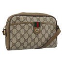 GUCCI GG Supreme Web Sherry Line Bag PVC Beige Gold 116 02 089 Auth 187357-1