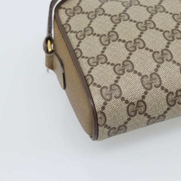 GUCCI GG Supreme Web Sherry Line Bag PVC Beige Gold 116 02 089 Auth 187357