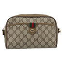 GUCCI GG Supreme Web Sherry Line Bag PVC Beige Gold 116 02 089 Auth 187357-13
