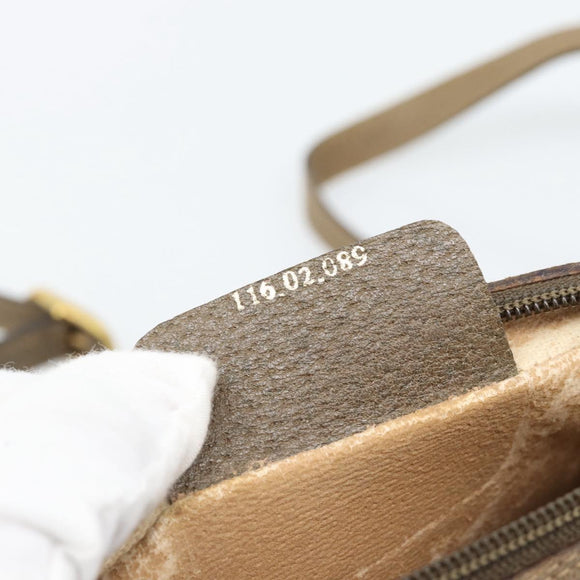 GUCCI GG Supreme Web Sherry Line Bag PVC Beige Gold 116 02 089 Auth 187357