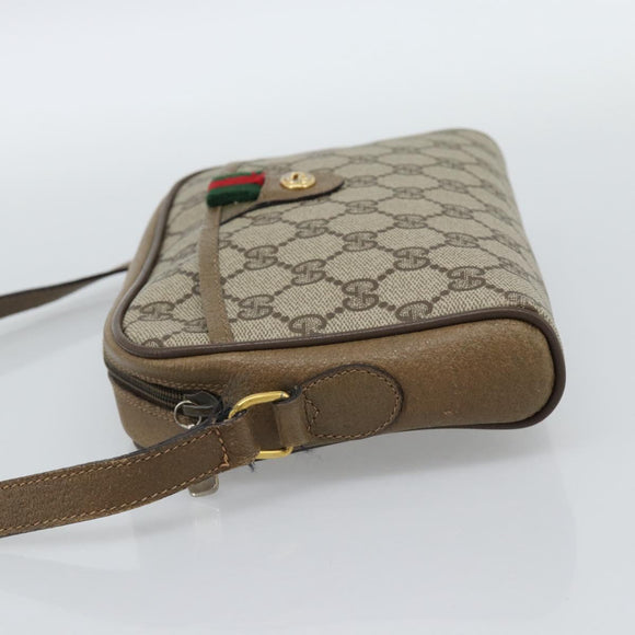 GUCCI GG Supreme Web Sherry Line Bag PVC Beige Gold 116 02 089 Auth 187357