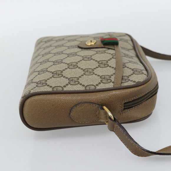 GUCCI GG Supreme Web Sherry Line Bag PVC Beige Gold 116 02 089 Auth 187357