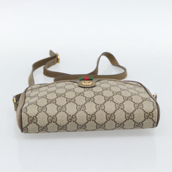 GUCCI GG Supreme Web Sherry Line Bag PVC Beige Gold 116 02 089 Auth 187357