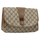 GUCCI GG Supreme Web Sherry Line Clutch Bag PVC Beige 89 01 030 Auth 187358-1