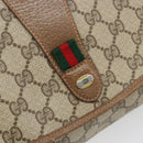 GUCCI GG Supreme Web Sherry Line Clutch Bag PVC Beige 89 01 030 Auth 187358-13