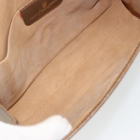 GUCCI GG Supreme Web Sherry Line Clutch Bag PVC Beige 89 01 030 Auth 187358