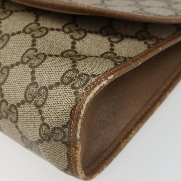 GUCCI GG Supreme Web Sherry Line Clutch Bag PVC Beige 89 01 030 Auth 187358