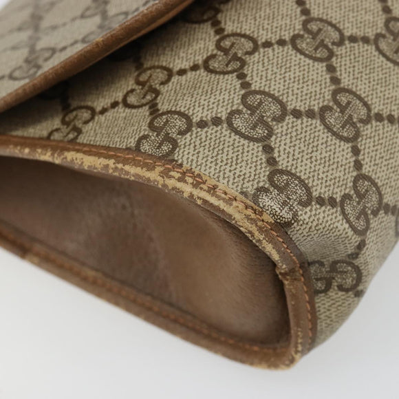 GUCCI GG Supreme Web Sherry Line Clutch Bag PVC Beige 89 01 030 Auth 187358