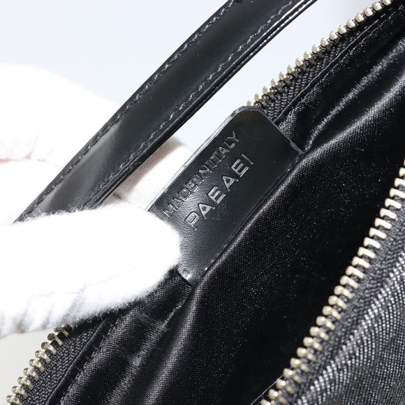 BVLGARI Shoulder Bag Canvas Black Silver Auth 187359