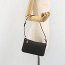BVLGARI Shoulder Bag Canvas Black Silver Auth 187359-21