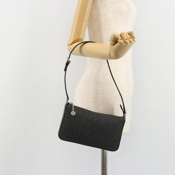 BVLGARI Shoulder Bag Canvas Black Silver Auth 187359