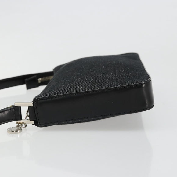 BVLGARI Shoulder Bag Canvas Black Silver Auth 187359