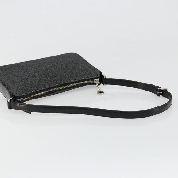 BVLGARI Shoulder Bag Canvas Black Silver Auth 187359