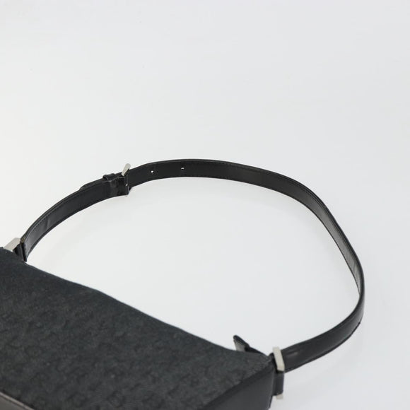 BVLGARI Shoulder Bag Canvas Black Silver Auth 187359