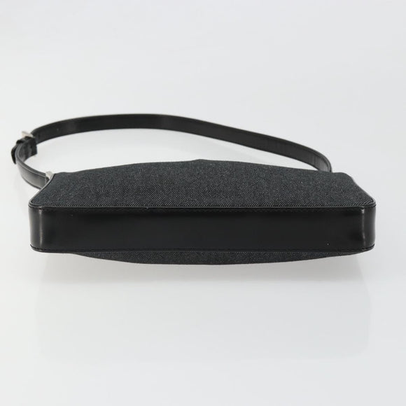 BVLGARI Shoulder Bag Canvas Black Silver Auth 187359