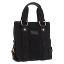 SAINT LAURENT Kahala Hand Bag Canvas Black Gold Auth 187360A-1