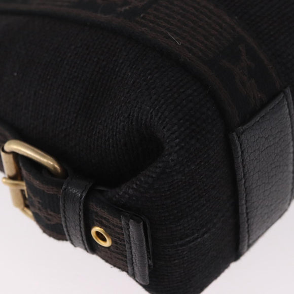 SAINT LAURENT Kahala Hand Bag Canvas Black Gold Auth 187360A