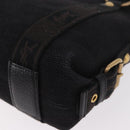 SAINT LAURENT Kahala Hand Bag Canvas Black Gold Auth 187360A-16
