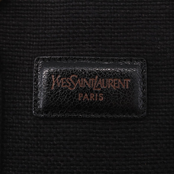 SAINT LAURENT Kahala Hand Bag Canvas Black Gold Auth 187360A
