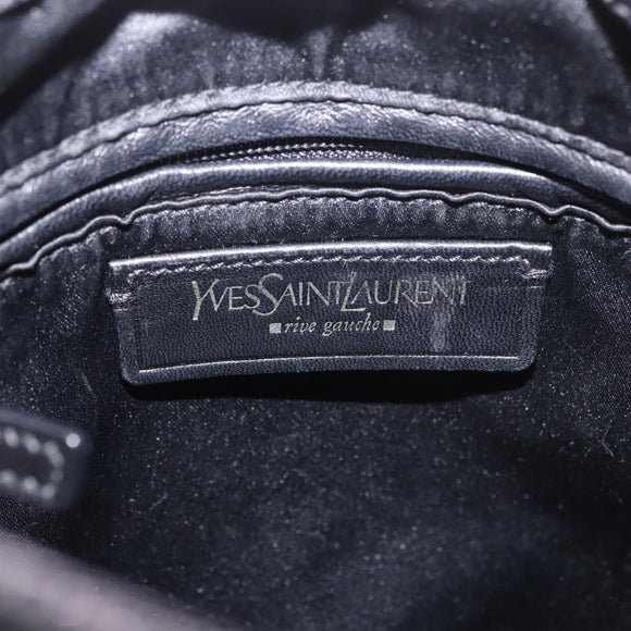 SAINT LAURENT Kahala Hand Bag Canvas Black Gold Auth 187360A