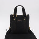 SAINT LAURENT Kahala Hand Bag Canvas Black Gold Auth 187360A-12