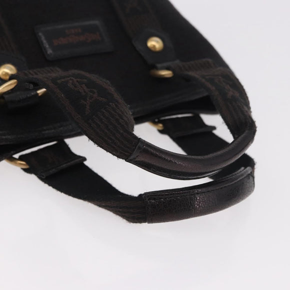 SAINT LAURENT Kahala Hand Bag Canvas Black Gold Auth 187360A