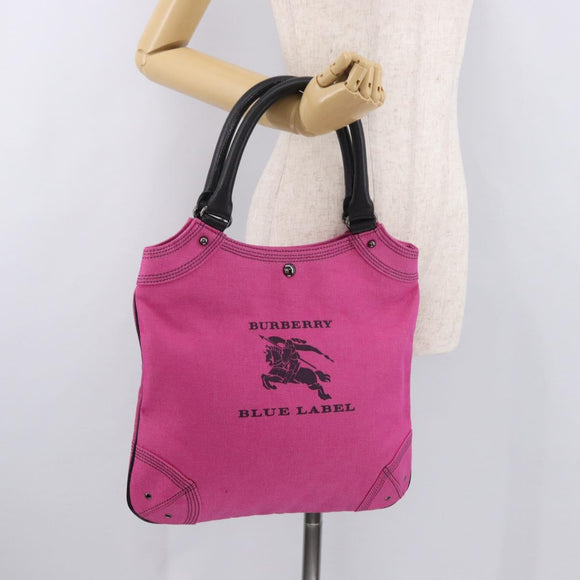BURBERRY Blue Label Hand Bag Canvas Pink Auth 187361A