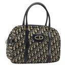 Christian Dior Trotter Canvas Mini Boston Bag Navy Gold Auth 187362A-1