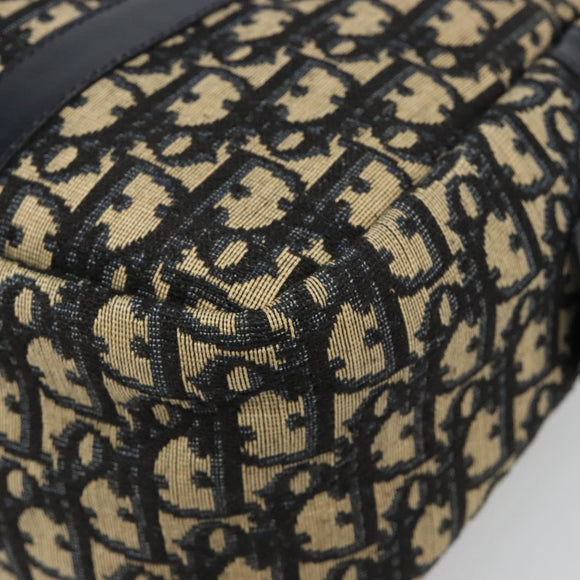 Christian Dior Trotter Canvas Mini Boston Bag Navy Gold Auth 187362A