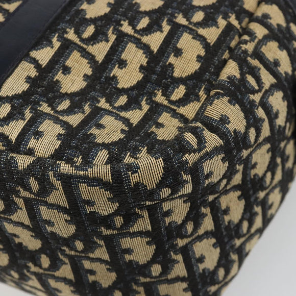 Christian Dior Trotter Canvas Mini Boston Bag Navy Gold Auth 187362A