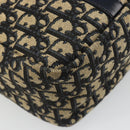 Christian Dior Trotter Canvas Mini Boston Bag Navy Gold Auth 187362A-13
