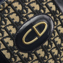 Christian Dior Trotter Canvas Mini Boston Bag Navy Gold Auth 187362A-14