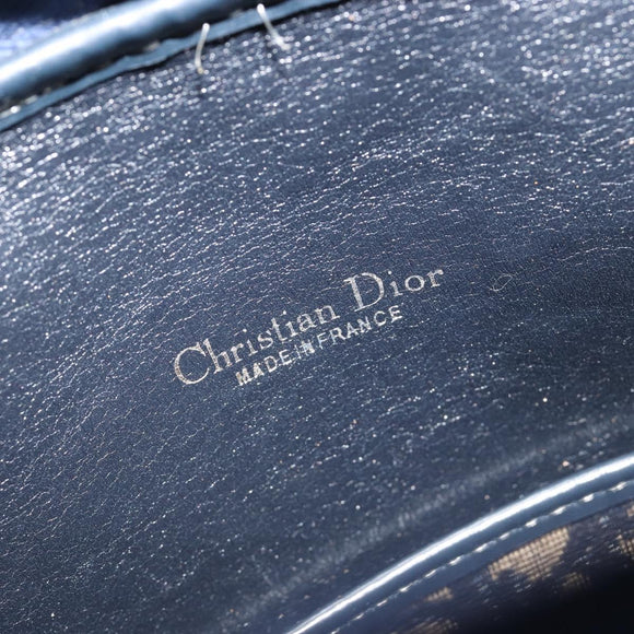 Christian Dior Trotter Canvas Mini Boston Bag Navy Gold Auth 187362A