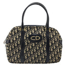 Christian Dior Trotter Canvas Mini Boston Bag Navy Gold Auth 187362A-2