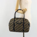 Christian Dior Trotter Canvas Mini Boston Bag Navy Gold Auth 187362A-22