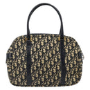 Christian Dior Trotter Canvas Mini Boston Bag Navy Gold Auth 187362A-3