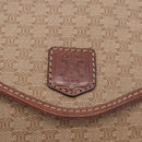 CELINE Macadam Canvas Shoulder Bag PVC Leather Beige Gold Auth 187364-17