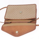 CELINE Macadam Canvas Shoulder Bag PVC Leather Beige Gold Auth 187364-10
