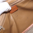 CELINE Macadam Canvas Shoulder Bag PVC Leather Beige Gold Auth 187364-19