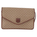 CELINE Macadam Canvas Shoulder Bag PVC Leather Beige Gold Auth 187364-13
