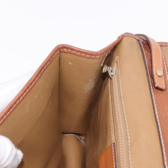 CELINE Macadam Canvas Shoulder Bag PVC Leather Beige Gold Auth 187364