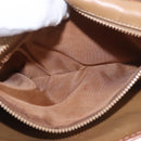 CELINE Macadam Canvas Shoulder Bag PVC Leather Beige Gold Auth 187364-23