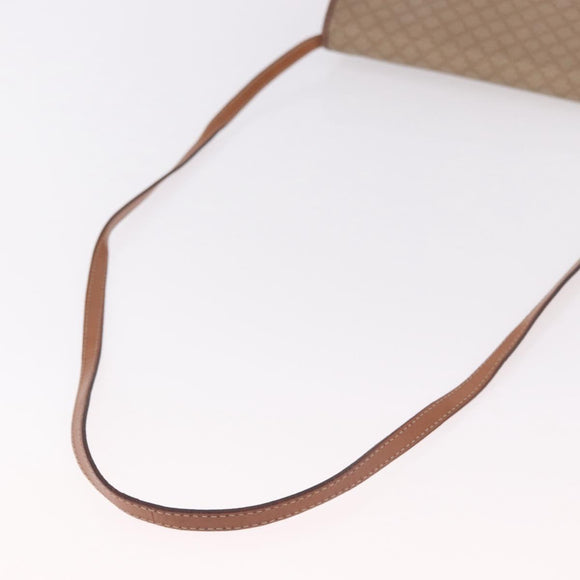 CELINE Macadam Canvas Shoulder Bag PVC Leather Beige Gold Auth 187364