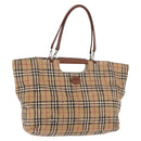 Burberrys Nova Check Tote Bag Canvas Beige Silver Auth 187365A-1
