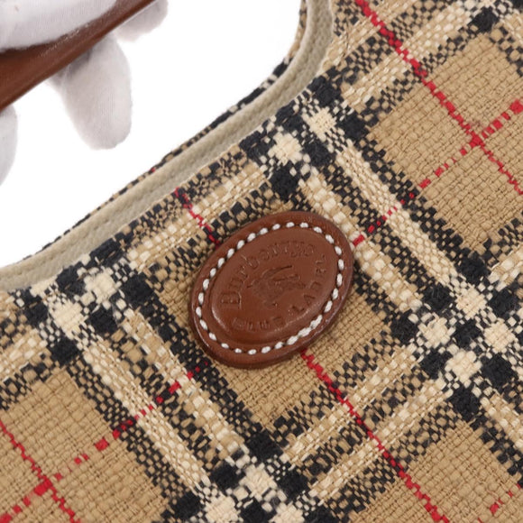 Burberrys Nova Check Tote Bag Canvas Beige Silver Auth 187365A